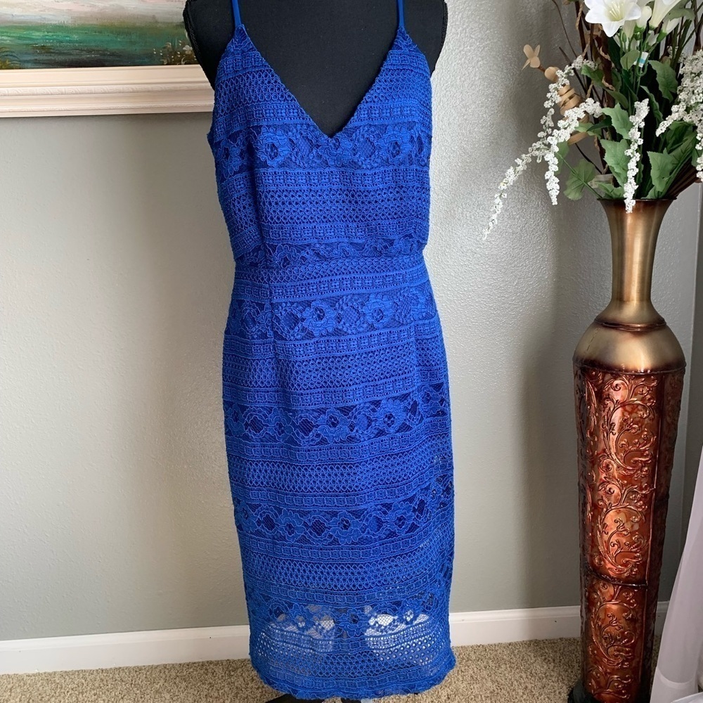Enfocus Studio Royal Blue Spaghetti Strap Pencil Skirt Zipper Dress Size… - Picture 13 of 17